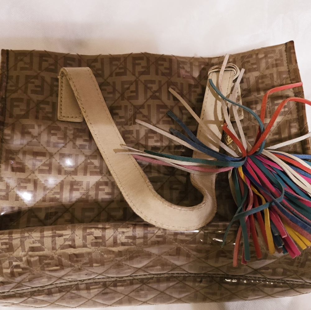 Fendi Beige Women's Bag with Multicolor Tassel - Picture 10 of 10